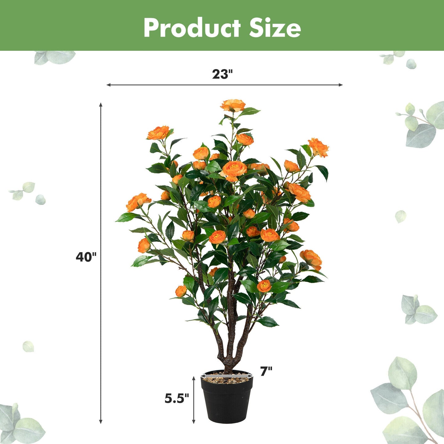 3.3 Foot Lifelike Artificial Camellia Tree for Home and Garden Decor