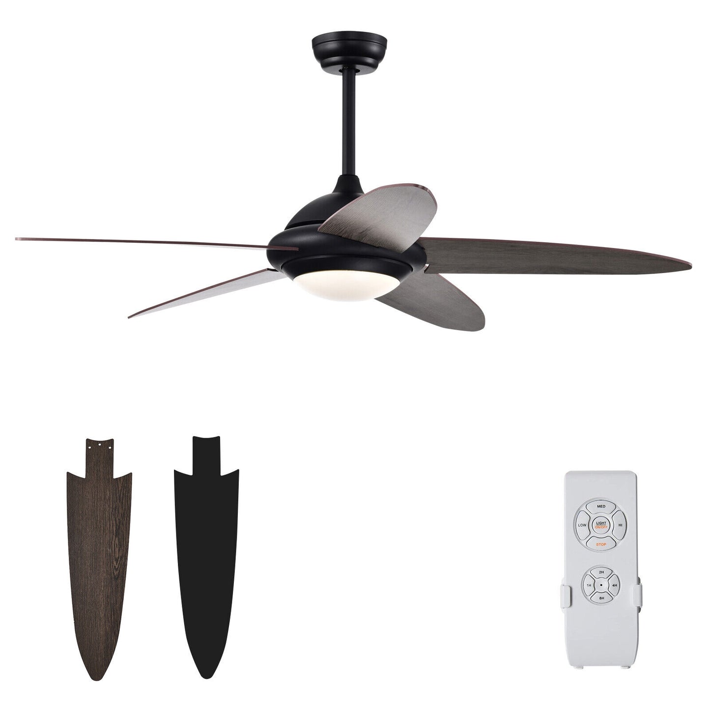 52 Inch Ceiling Fan with LED Light & 3 Adjustable Color Temperatures - Black