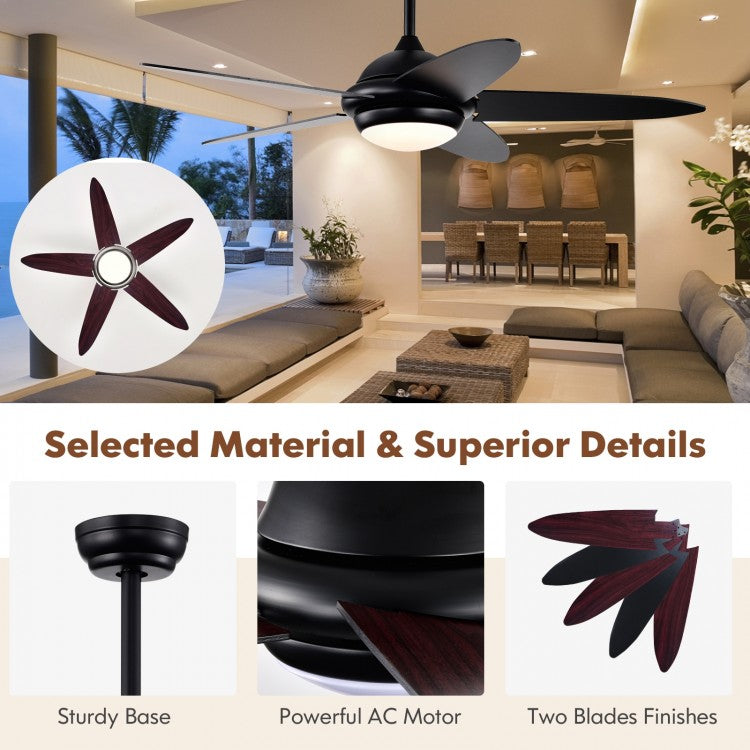 52 Inch Ceiling Fan with LED Light & 3 Adjustable Color Temperatures - Black