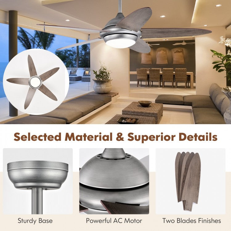 52 Inch Ceiling Fan with LED Light & 3 Adjustable Color Temperatures - Silver