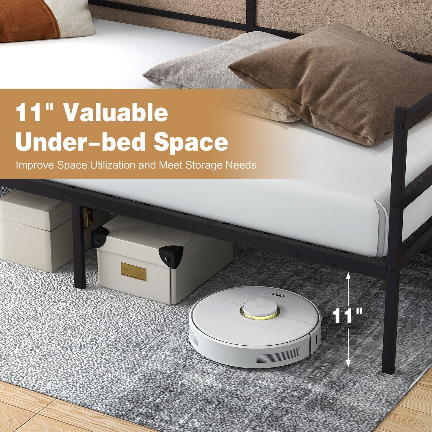 Modern Twin Metal Daybed Frame with Guardrails – Sofa Bed for Bedroom or Living Room