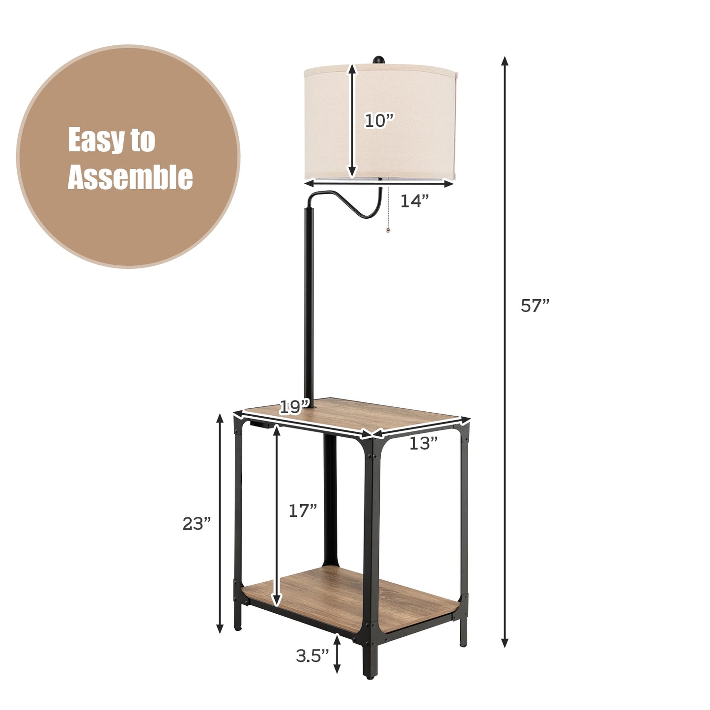360° Rotatable Floor Lamp with Side Table & USB Charging Ports for Modern Living