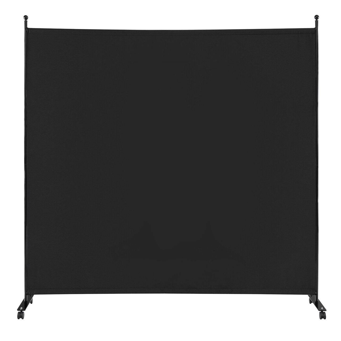 6 Foot Rolling Privacy Screen with Lockable Wheels Single Panel Divider - Black