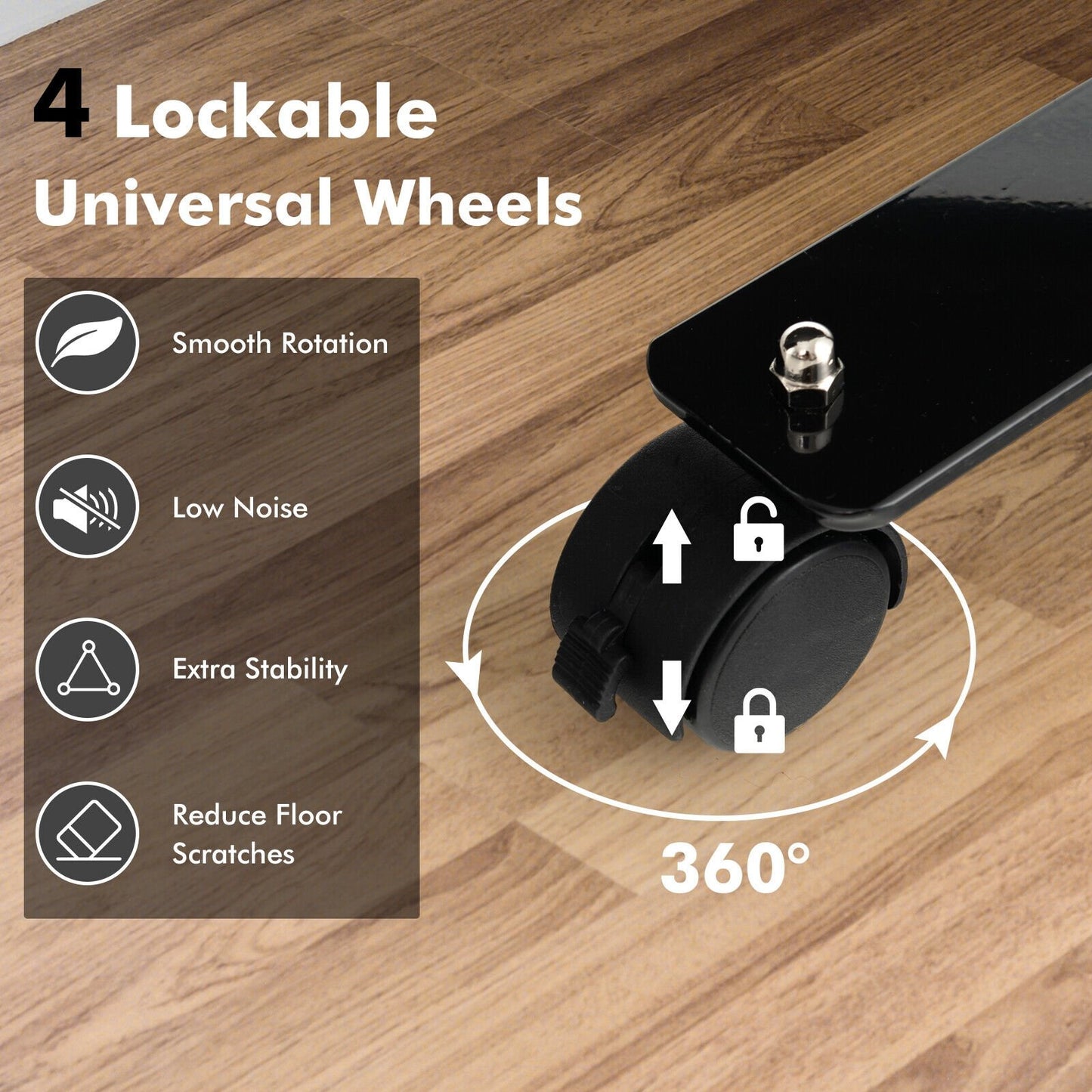 6 Foot Rolling Privacy Screen with Lockable Wheels Single Panel Divider - Black