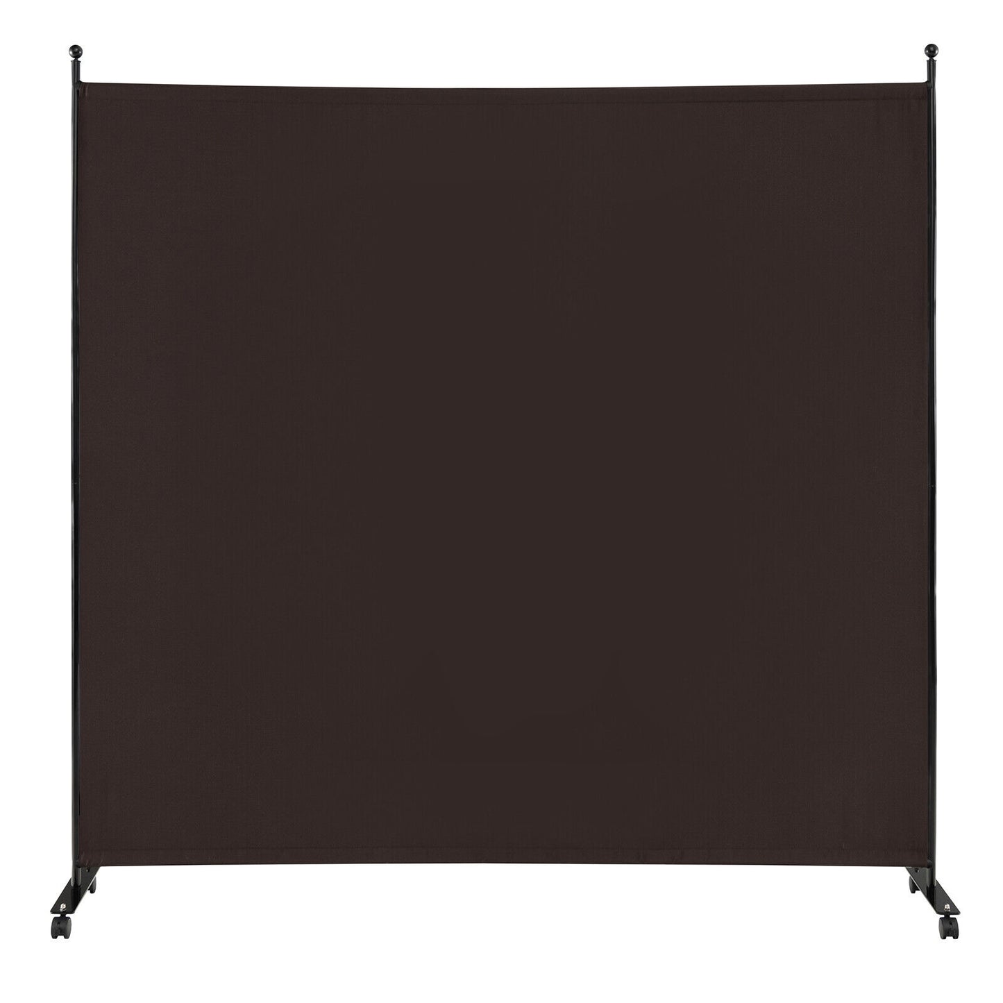 6 Foot Rolling Privacy Screen with Lockable Wheels Single Panel Divider - Brown