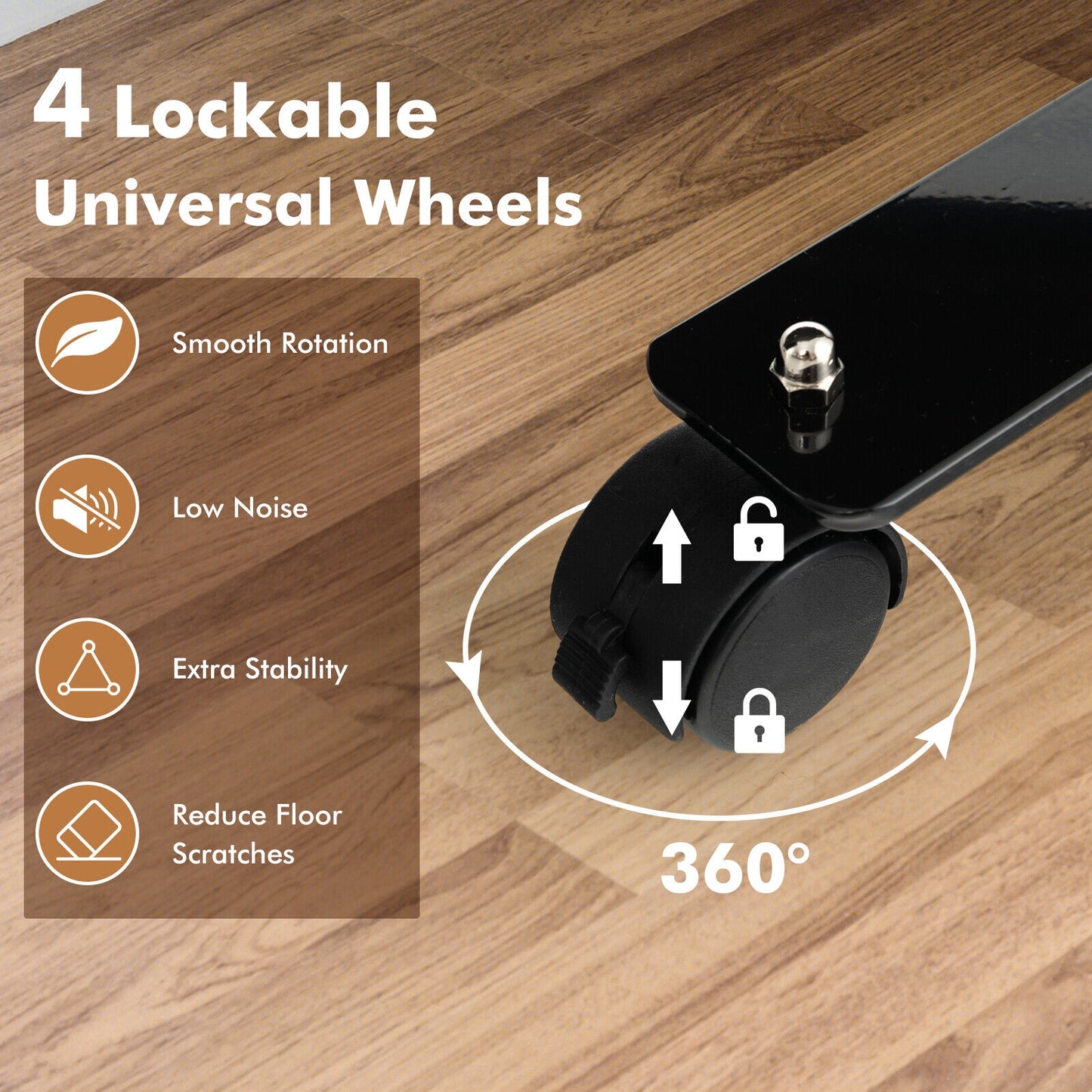 6 Foot Rolling Privacy Screen with Lockable Wheels Single Panel Divider - Brown
