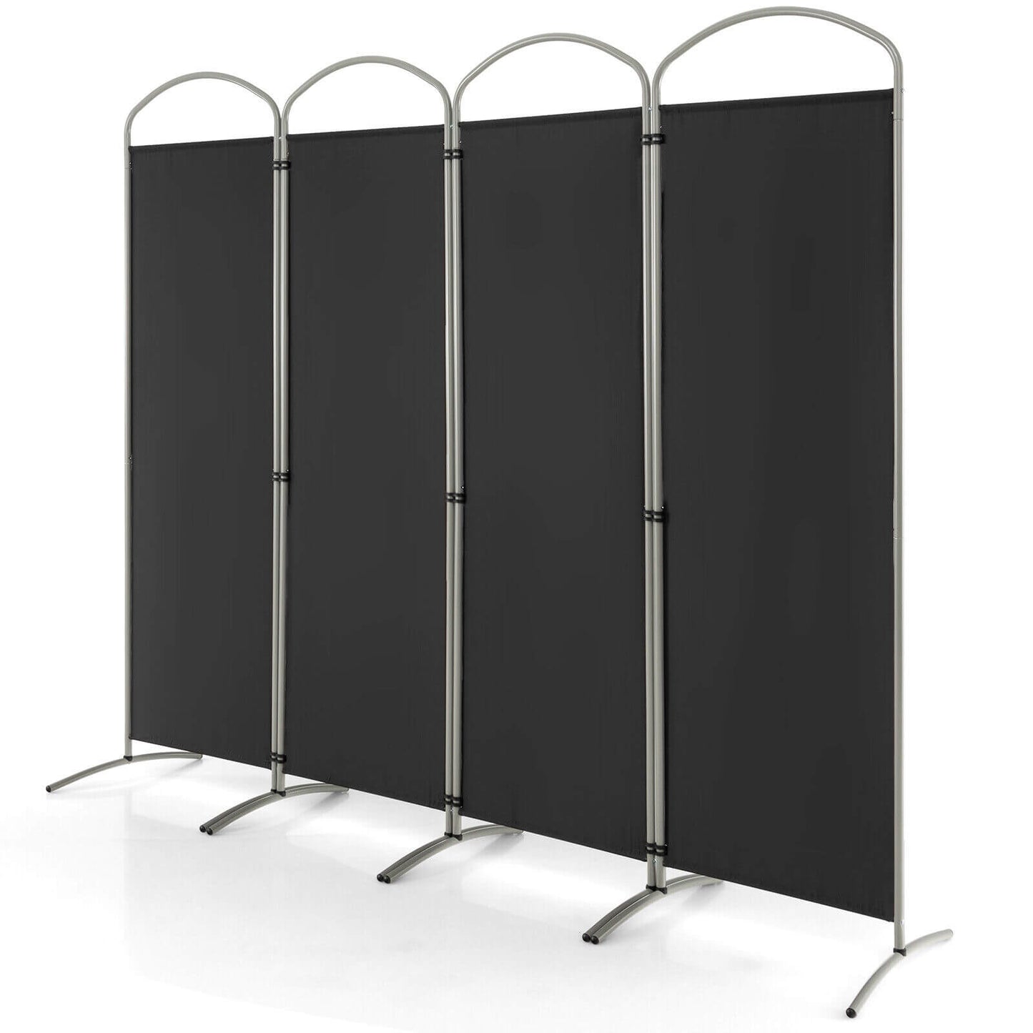 6.2Ft 4-Panel Foldable Room Divider Screen for Home Office and Living Room - Black