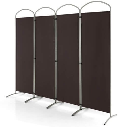 6.2Ft 4-Panel Foldable Room Divider Screen for Home Office and Living Room - Brown