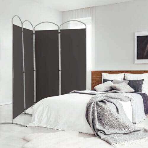 6.2Ft 4-Panel Foldable Room Divider Screen for Home Office and Living Room - Grey