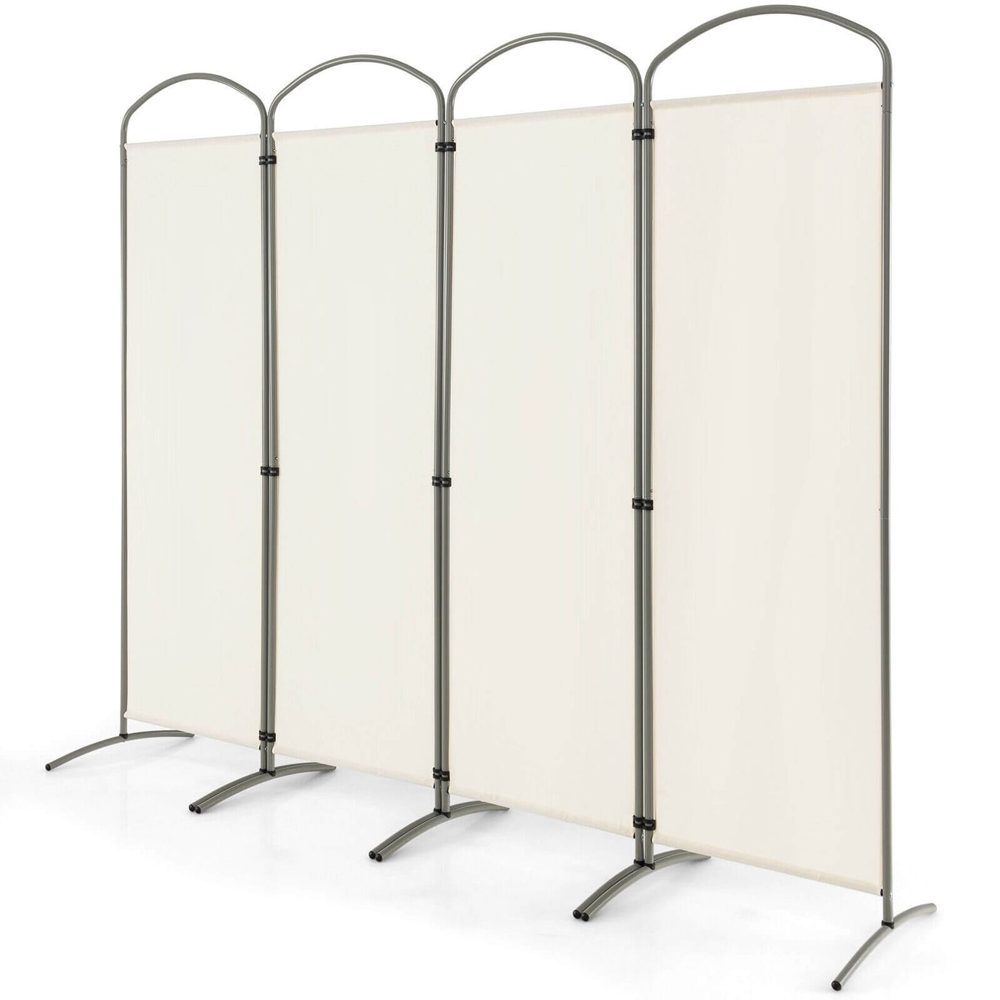 6.2Ft 4-Panel Foldable Room Divider Screen for Home Office and Living Room - White