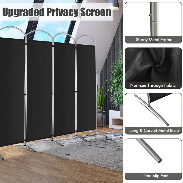 6 Foot 6-Panel Folding Freestanding Room Divider for Ultimate Privacy - Black