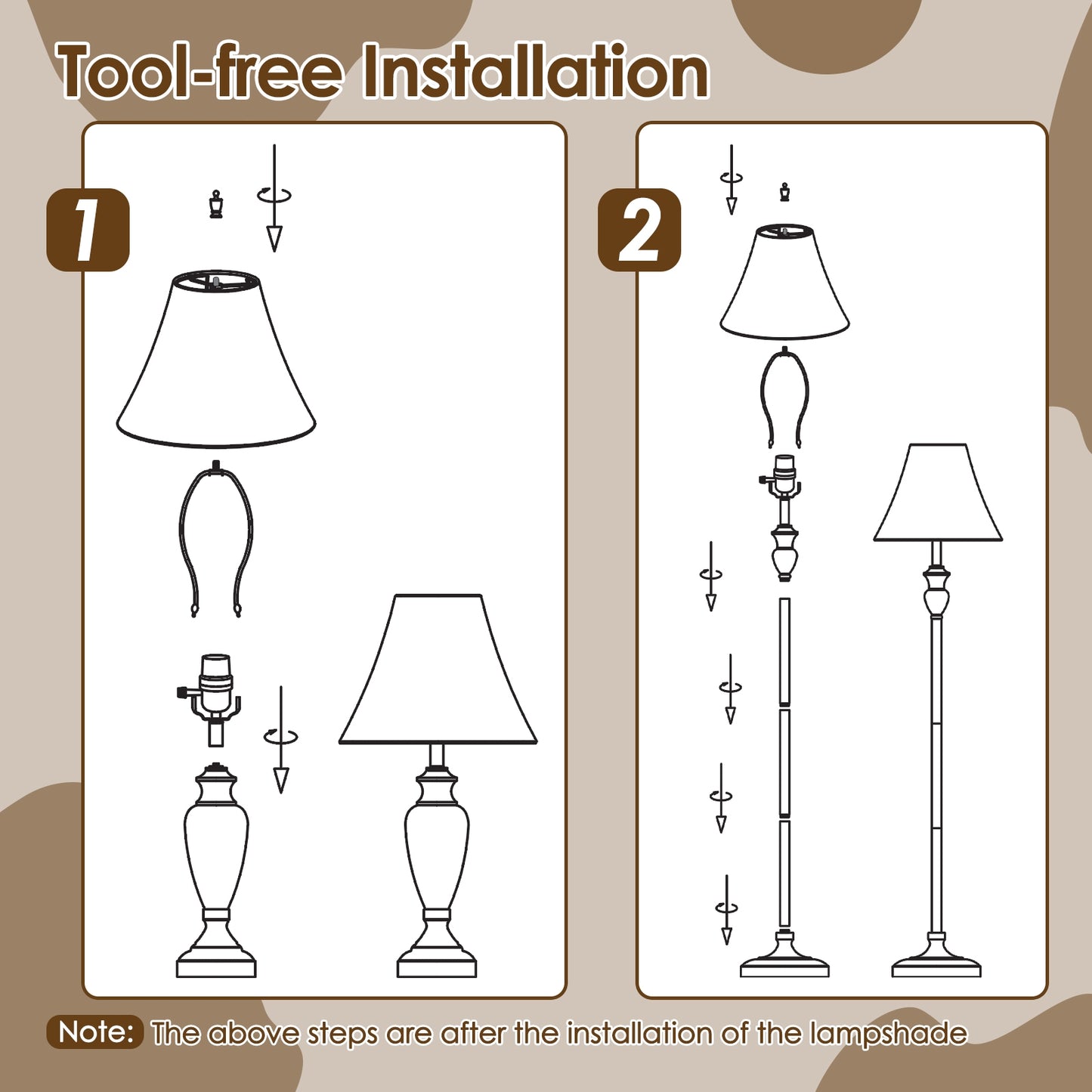 Traditional 3 Piece Lamp Set with Linen Shades – 1 Floor Lamp & 2 Table Lamps