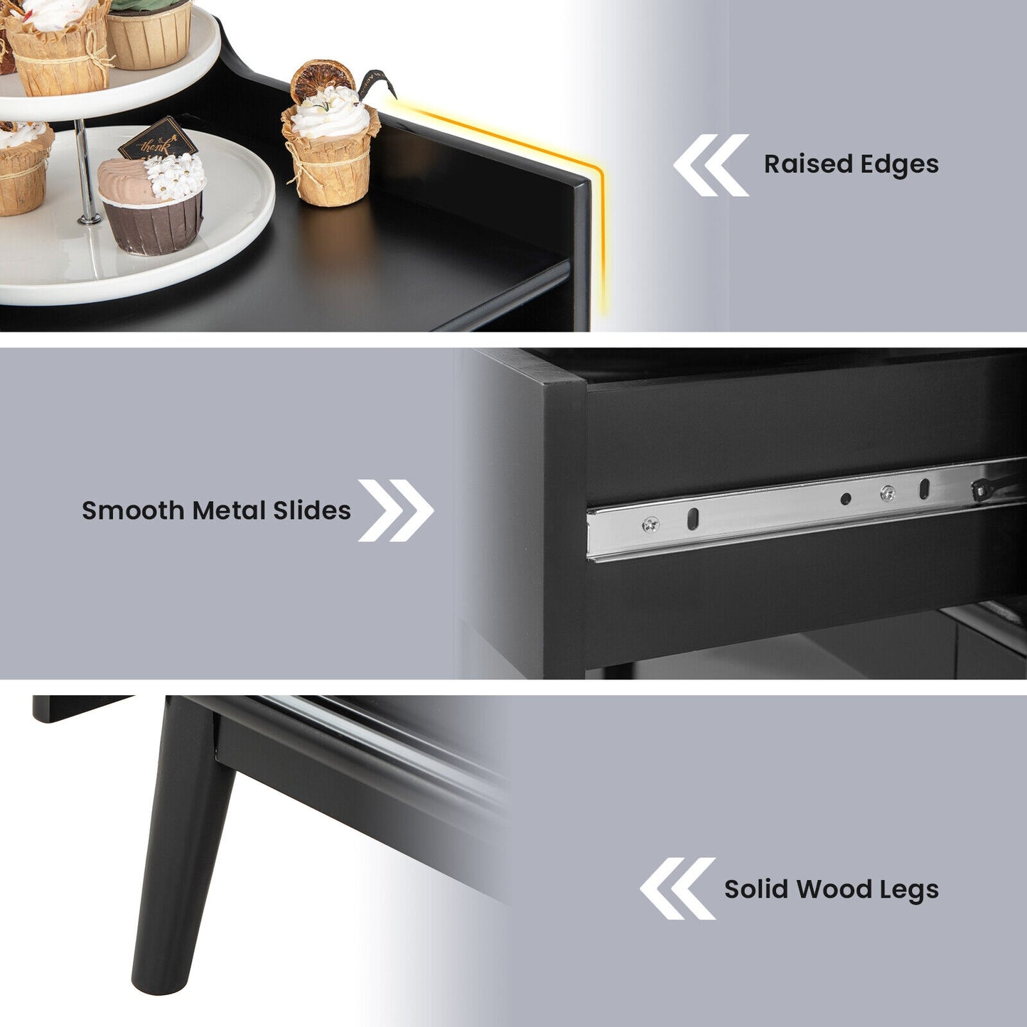 Modern Buffet Cabinet with Wine Rack Sliding Glass Doors and Adjustable Shelves