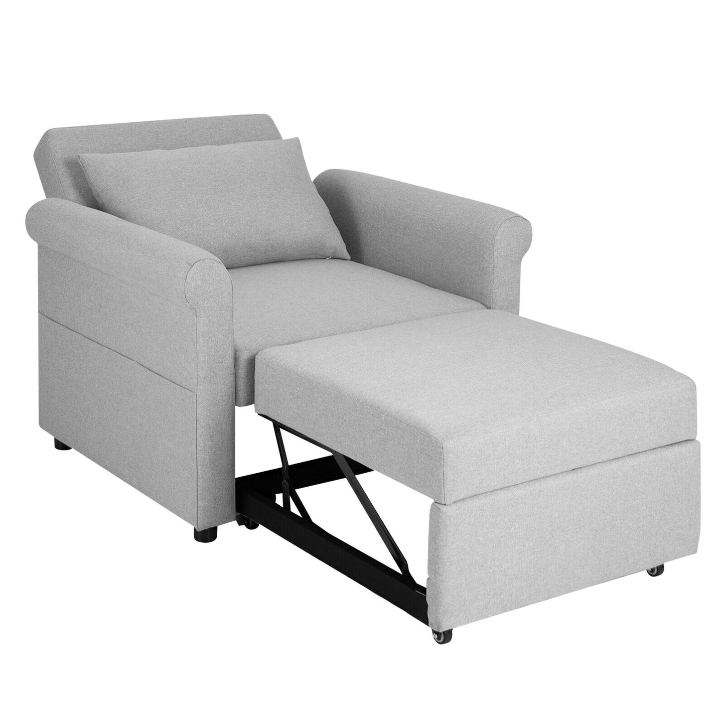 3 in 1 Convertible Sleeper Chair with Adjustable Backrest and Pull Out Bed