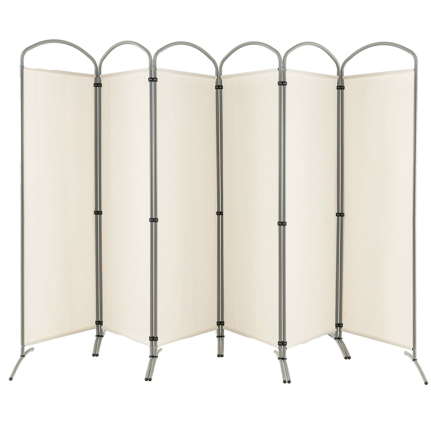 6 Foot 6-Panel Folding Freestanding Room Divider for Ultimate Privacy - White