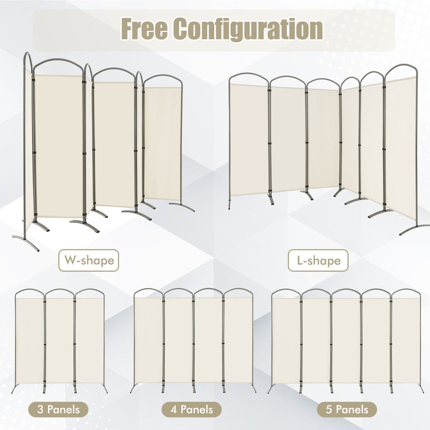 6 Foot 6-Panel Folding Freestanding Room Divider for Ultimate Privacy - White