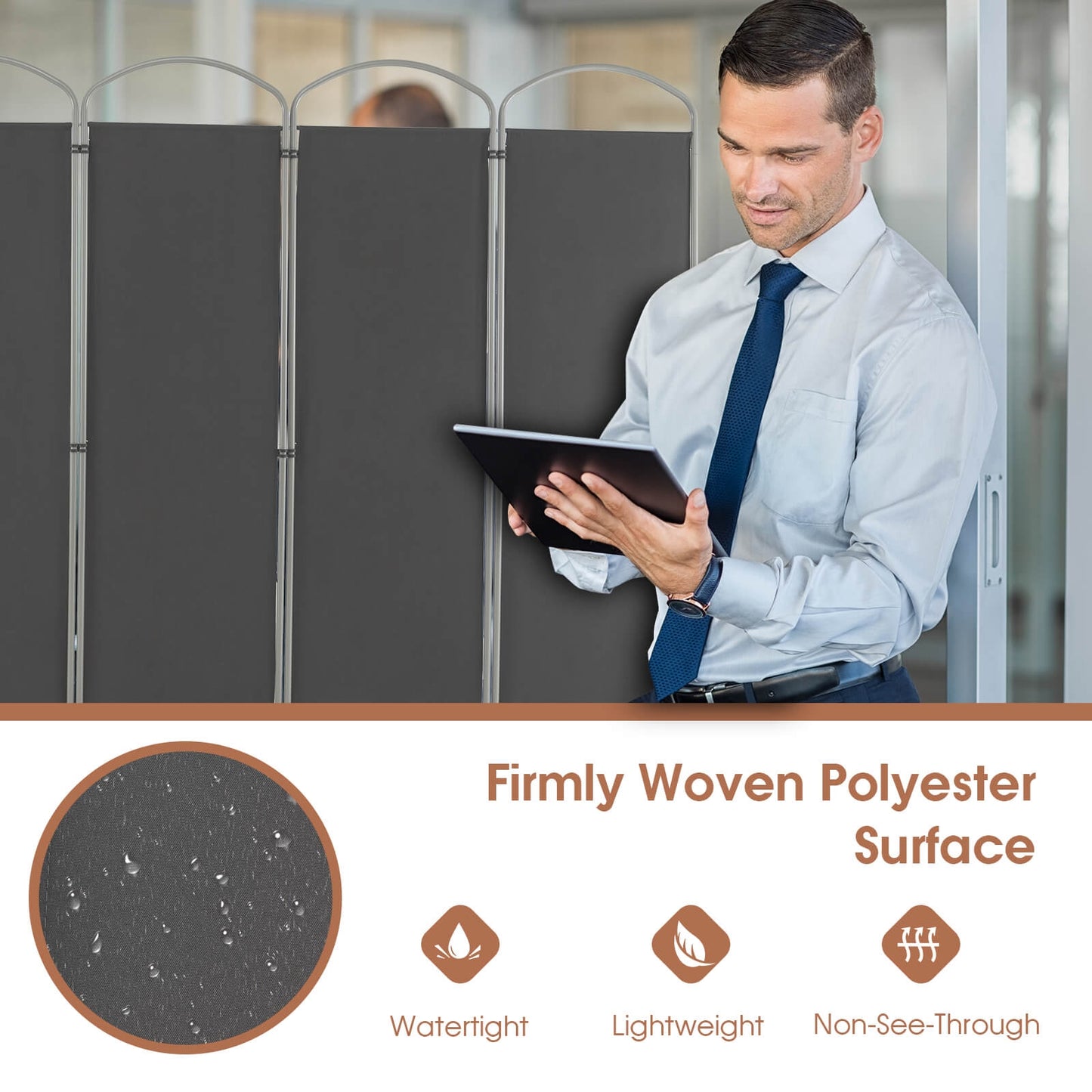 6 Foot 6-Panel Folding Freestanding Room Divider for Ultimate Privacy - Grey