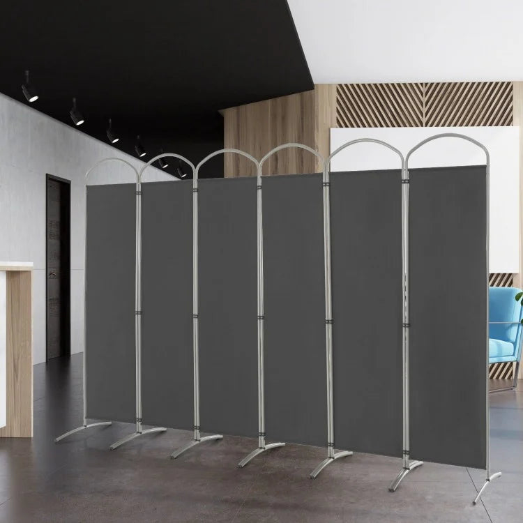 6 Foot 6-Panel Folding Freestanding Room Divider for Ultimate Privacy - Grey