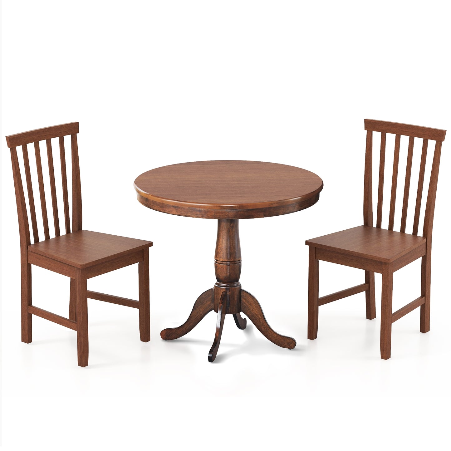 3 Piece Round Wooden Dining Set with Chairs for Kitchen Cafe or Small Dining Room