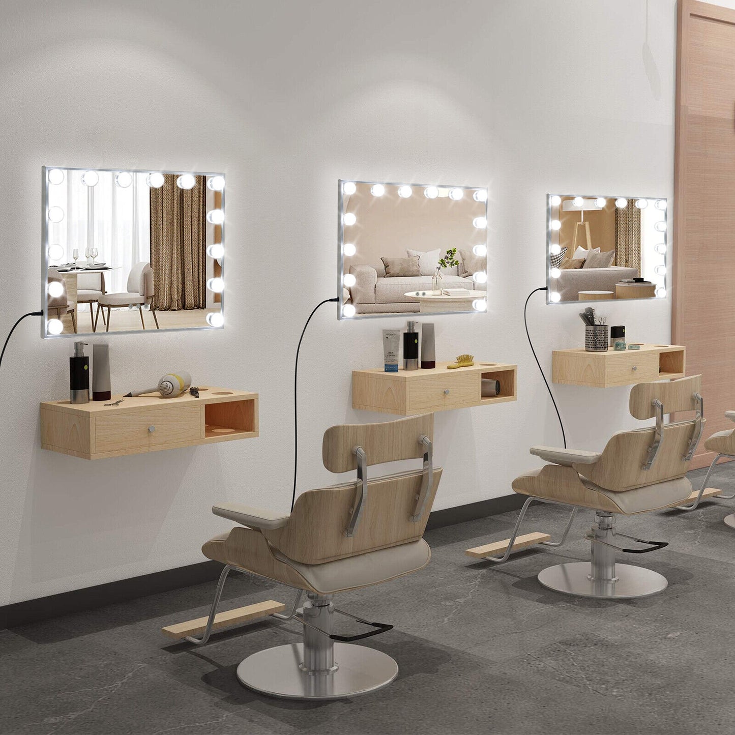 Premium 2-in-1 LED Vanity Mirror with 14 Dimmable Bulbs and Adjustable Lighting