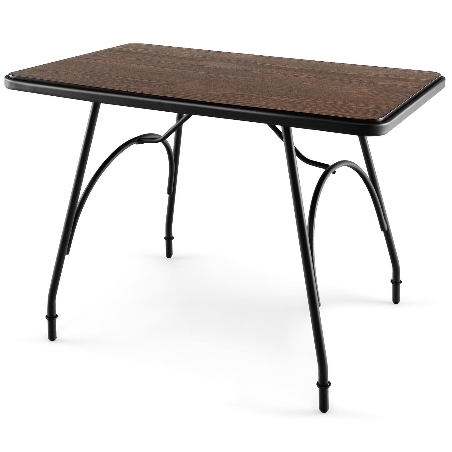 Industrial Rectangular Dining Table with Steel Frame and Wood Finish Top