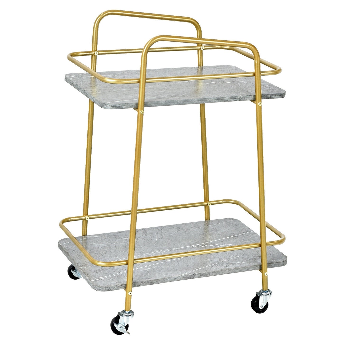 2-Tier Rolling Kitchen Cart with Durable Steel Frame and Locking Wheels