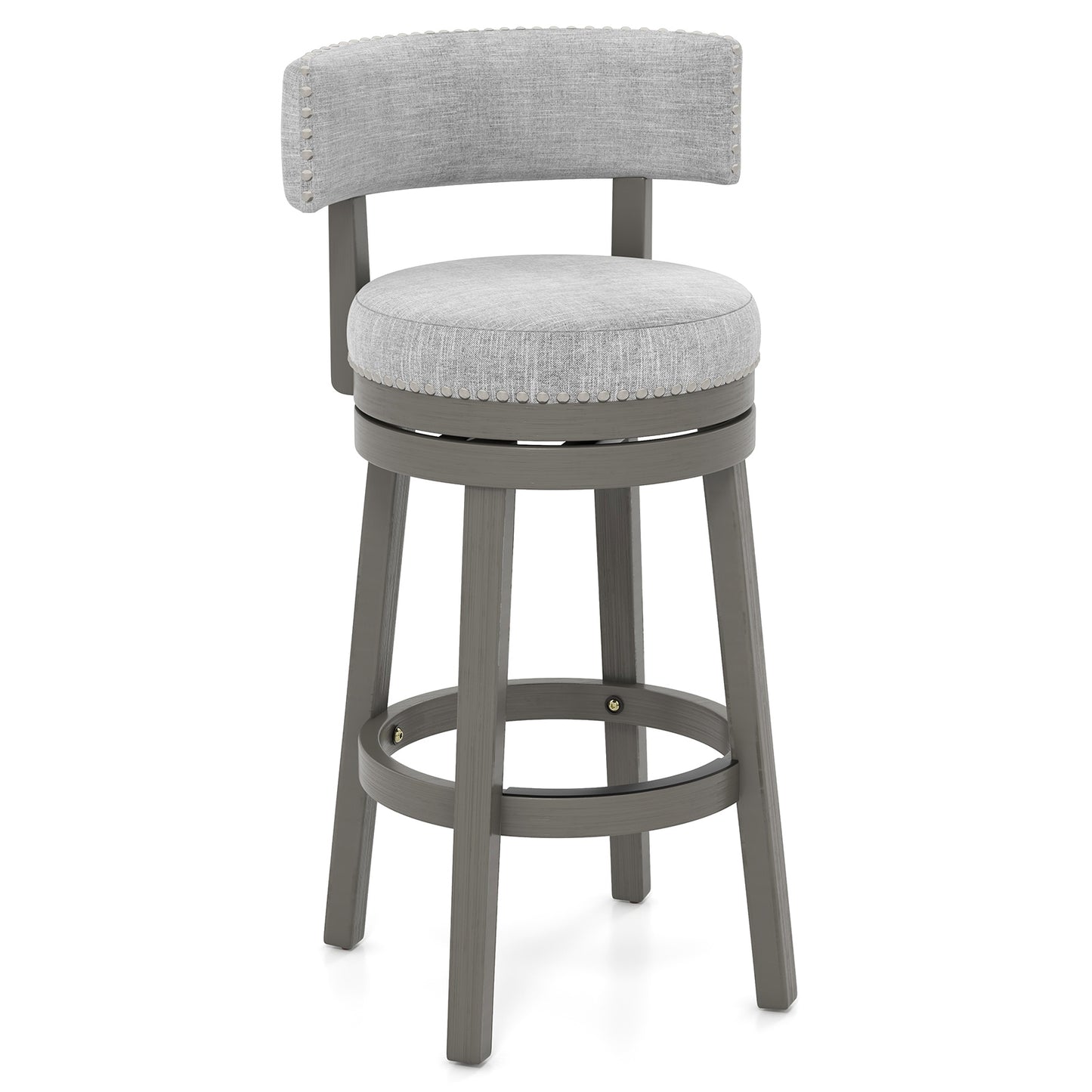 Elegant Swivel Bar Stool with Comfortable Backrest, Footrest, and Fabric Seat, 31 inch