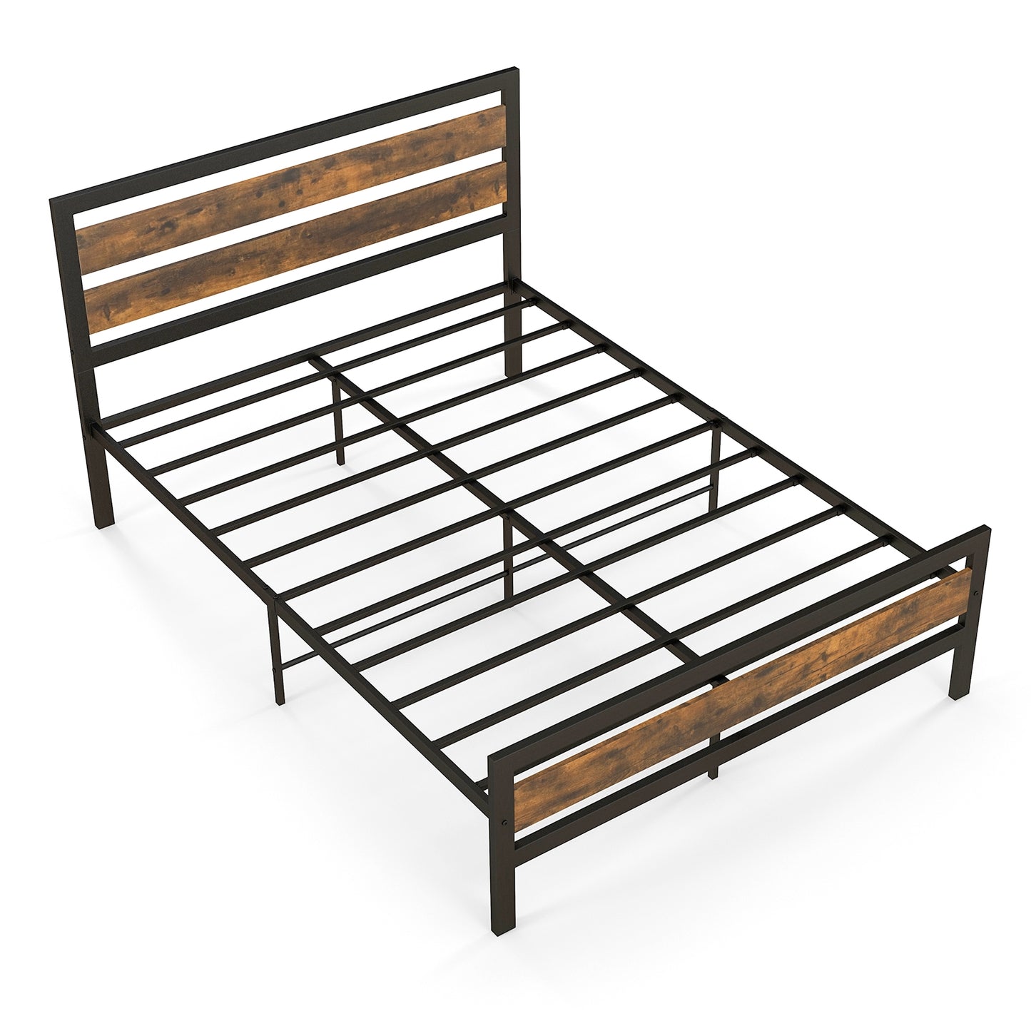 Rustic Industrial Bed Frame with Headboard, Footboard, and Under-Bed Storage – Full/Queen Size