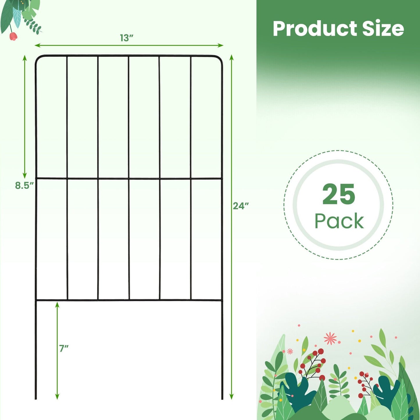 25 Piece Outdoor Garden Fence Set – Adjustable, Rustproof & Flexible Design