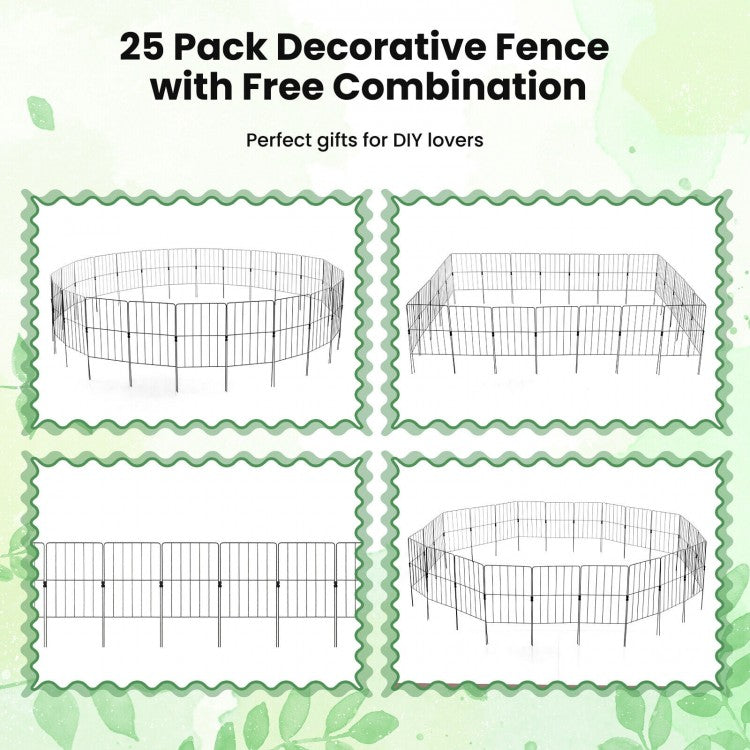 25 Piece Outdoor Garden Fence Set – Adjustable, Rustproof & Flexible Design