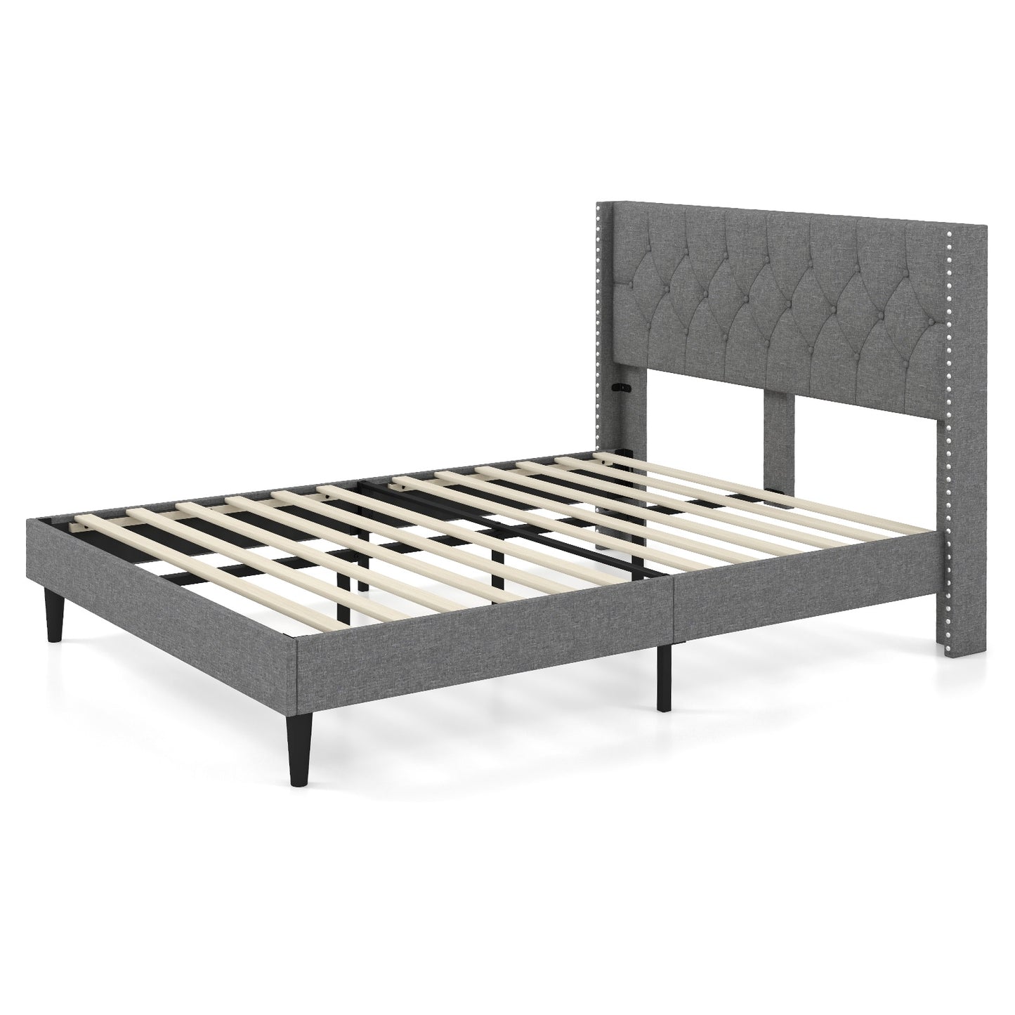 Elegant Upholstered Platform Bed with Tufted Headboard – Full/Queen Size