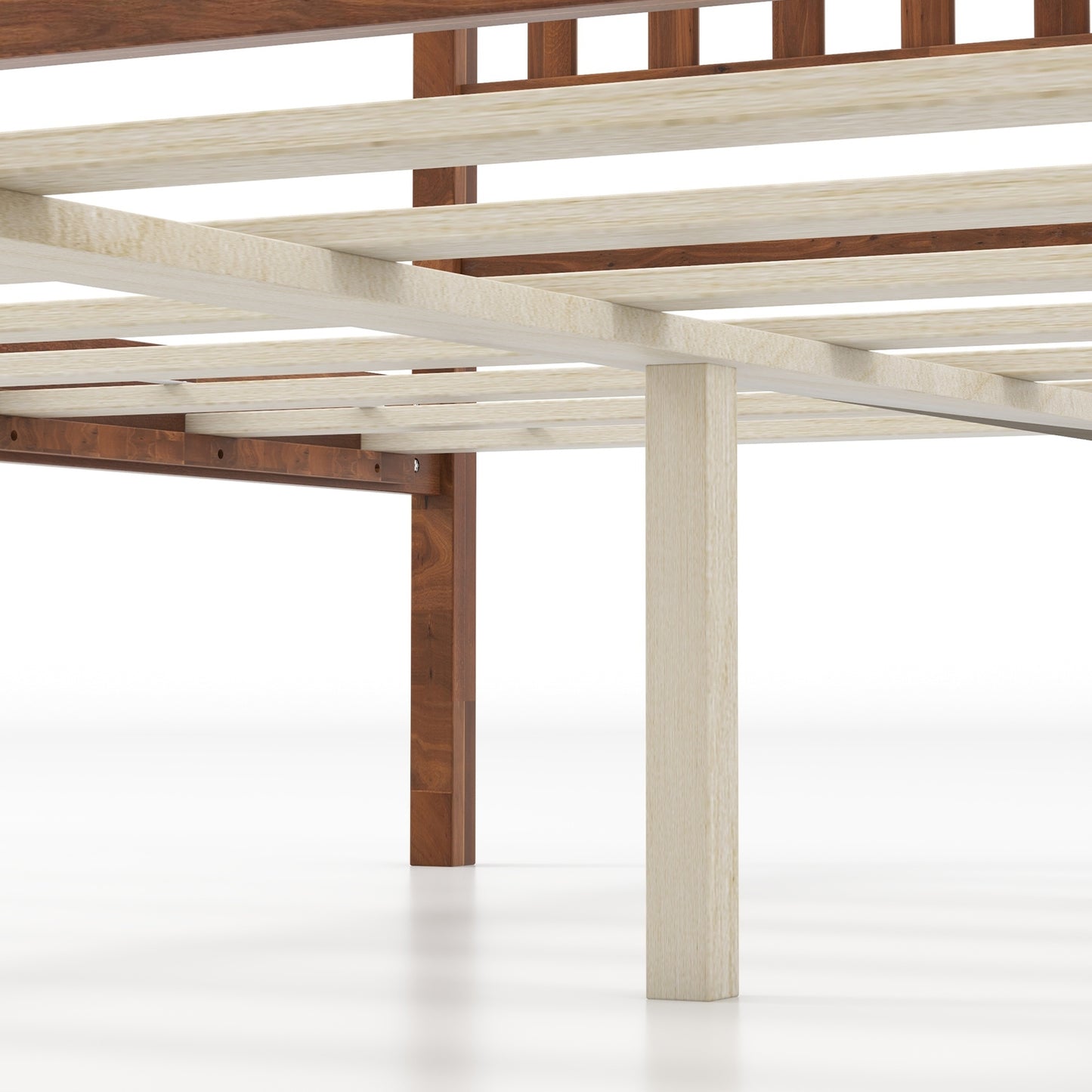 Solid Wood Bed Frame with Headboard and Slat Support – Full Size