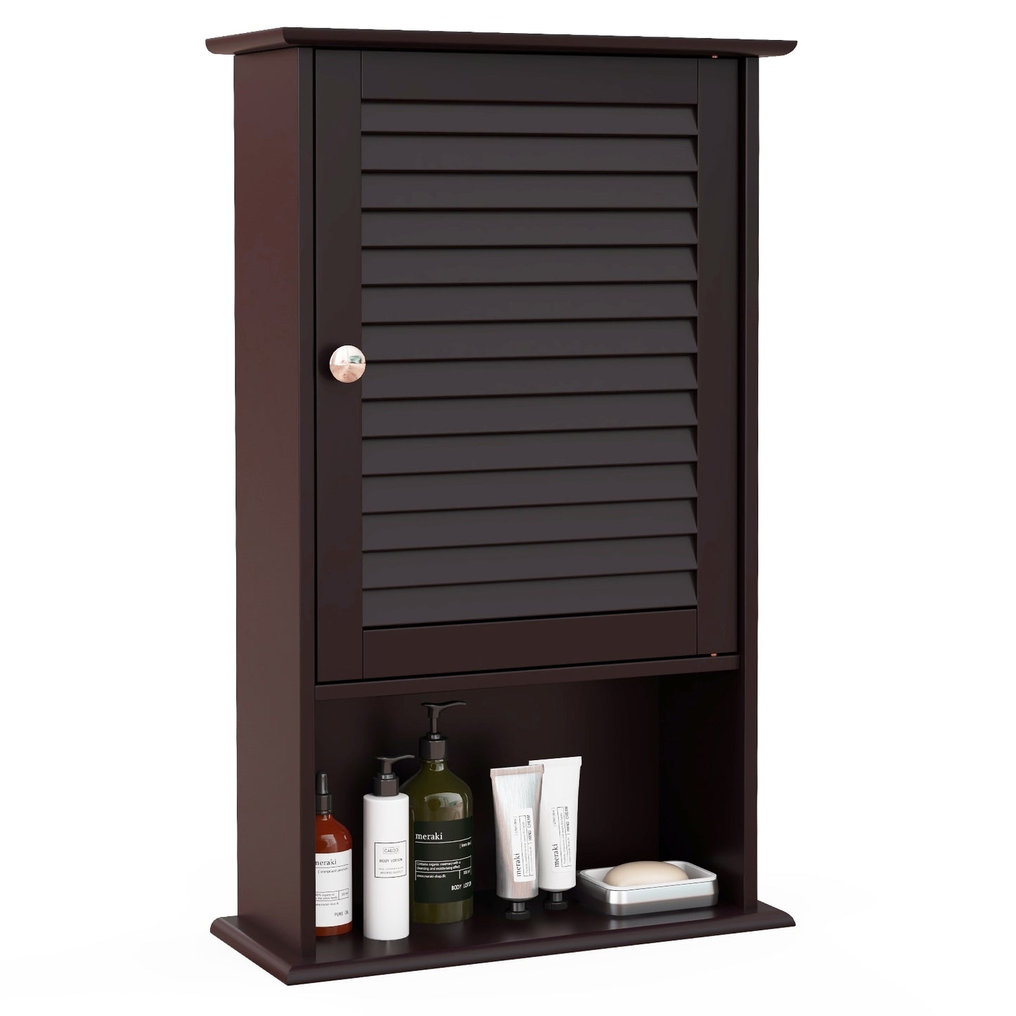 Modern Wall-Mounted Bathroom Storage Cabinet with Louver Door