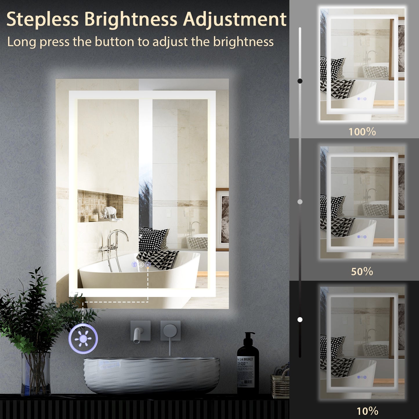 32 x 24 Inch LED Bathroom Mirror with Anti-Fog, 3 Color Front Light & 8 Color RGB Backlight