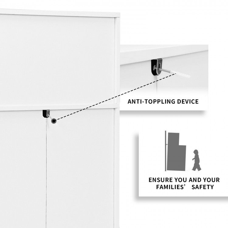 Modern 3 Drawer Storage Dresser with Open Cubbies for Bedroom or Living Room White