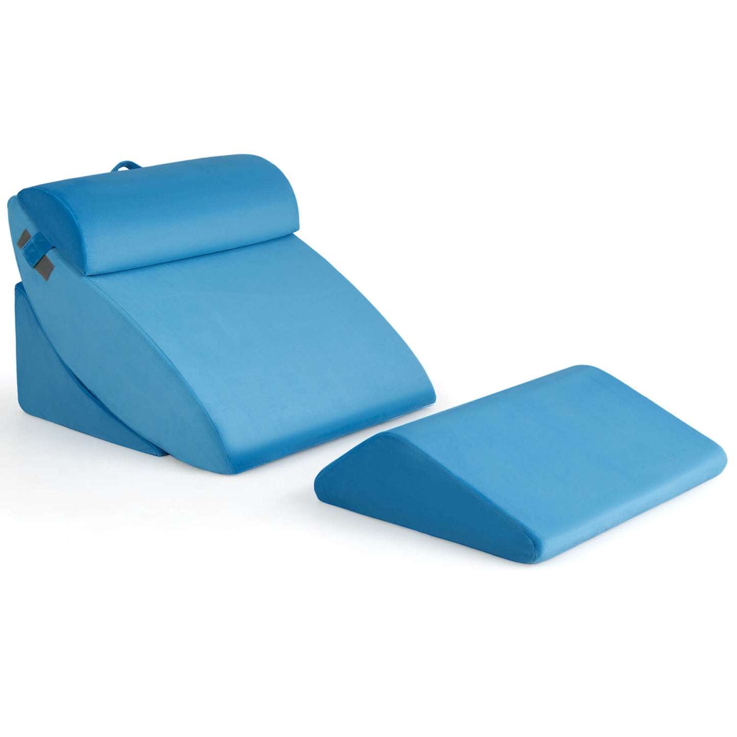 4 Piece Ergonomic Orthopedic Bed Wedge Pillow Set for Neck, Back, and Leg Pain Relief