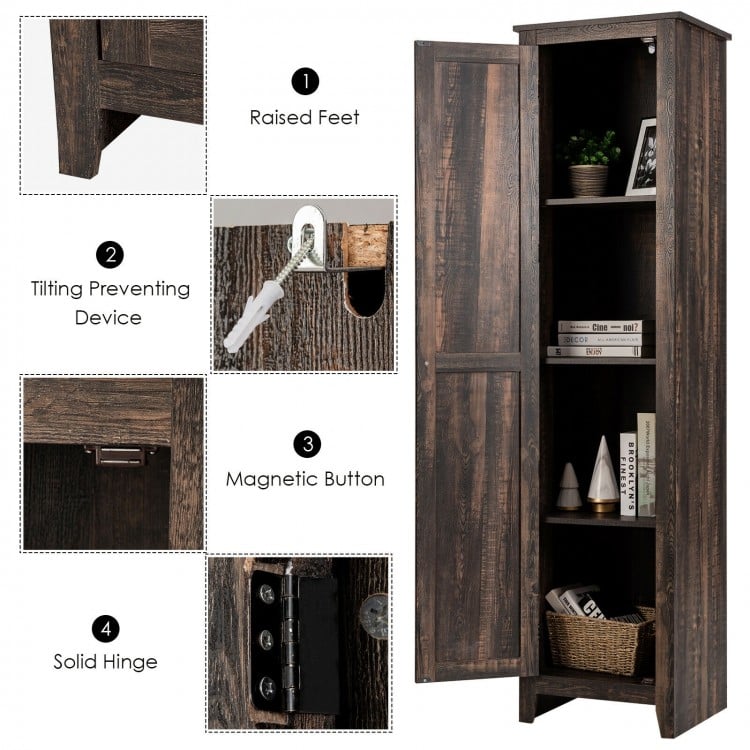 Tall Slim Linen Tower Bathroom Storage Cabinet with Adjustable Shelves