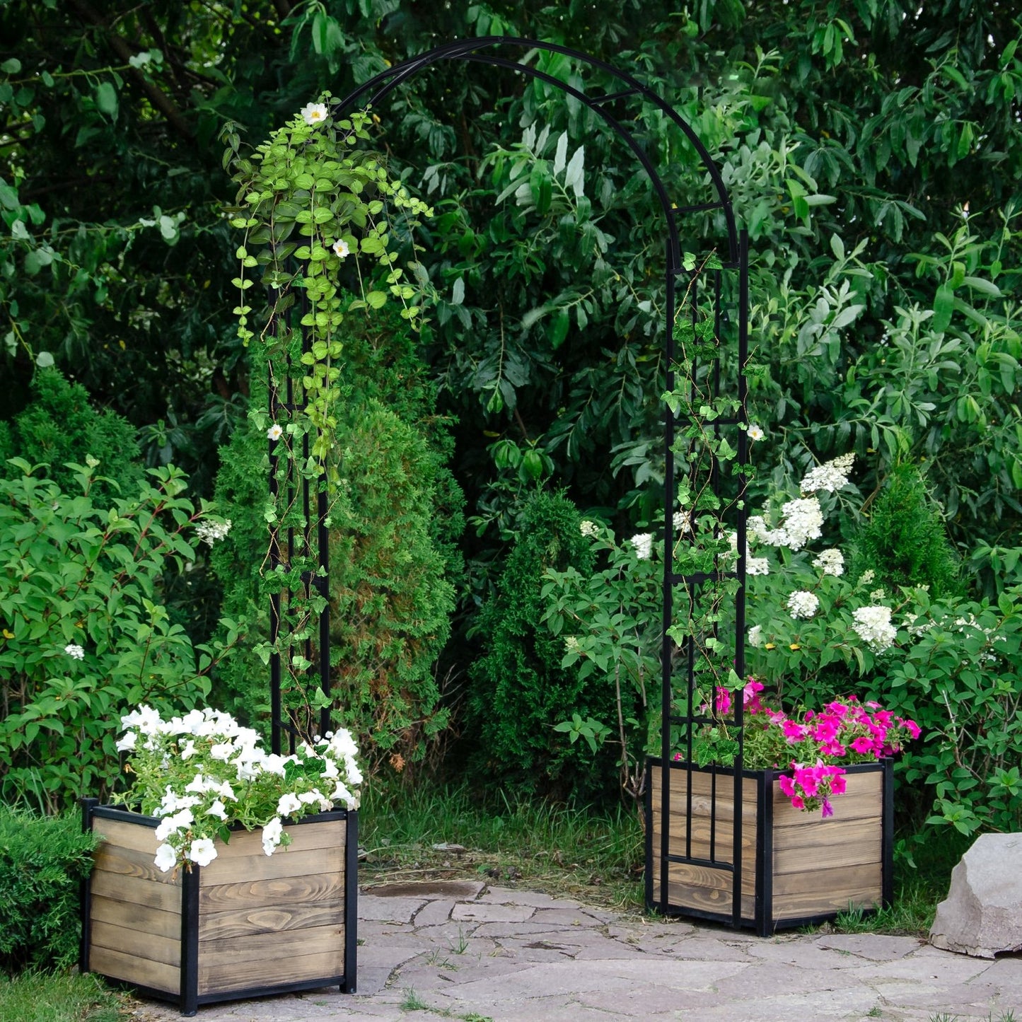 7.5 Feet Metal Garden Arch Trellis for Climbing Plants & Outdoor Decor