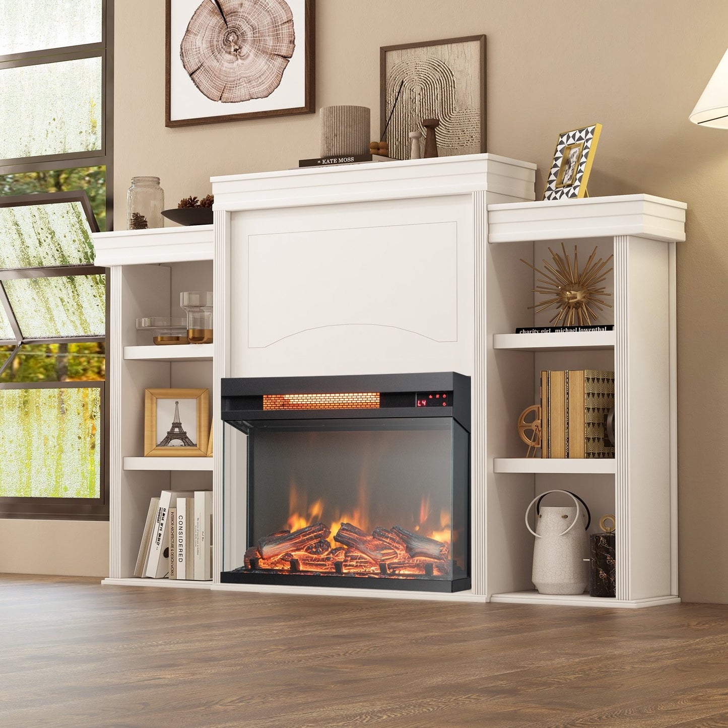 23 Inch - 3 Sided Electric Fireplace Insert with Remote Control & Realistic Flame Effect