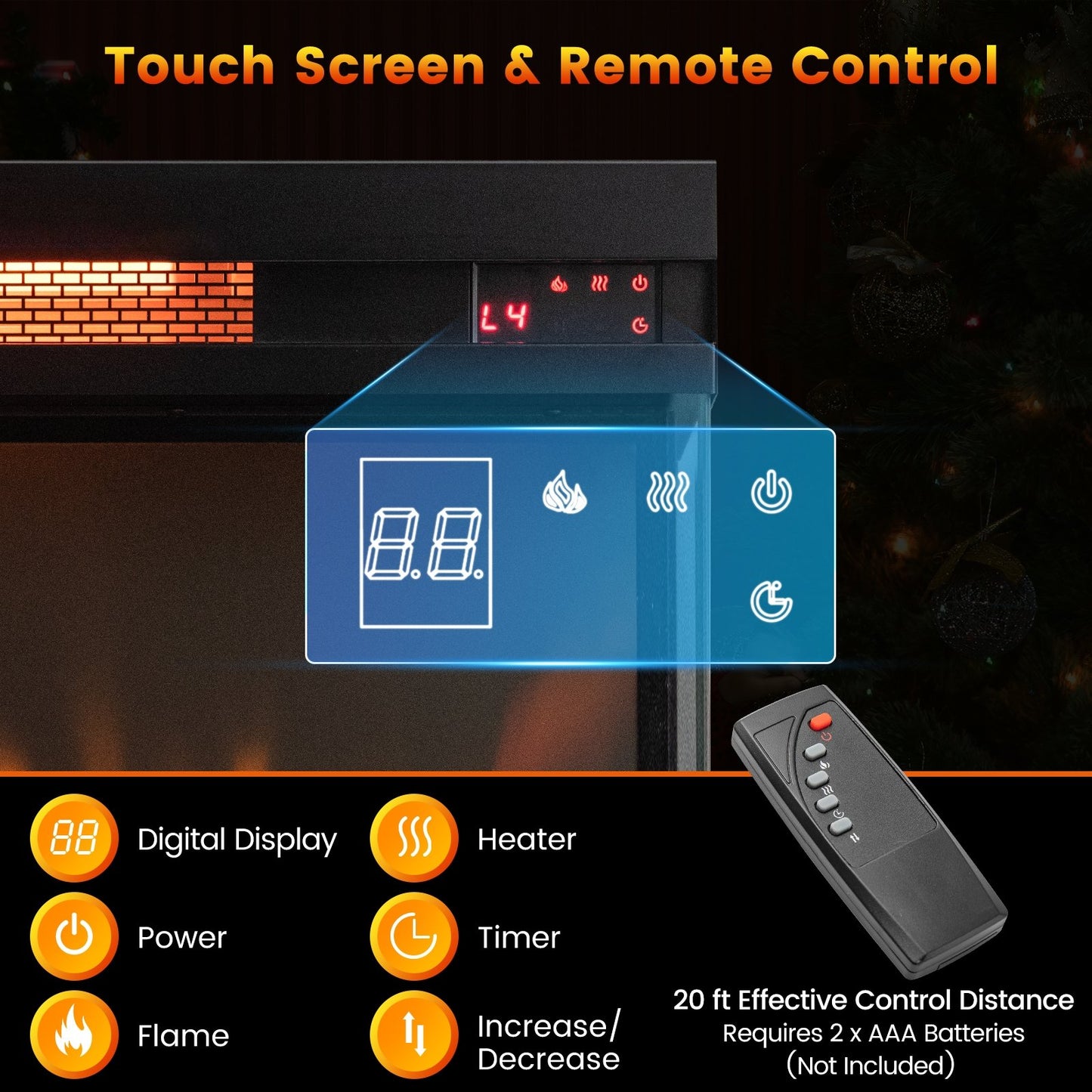 23 Inch - 3 Sided Electric Fireplace Insert with Remote Control & Realistic Flame Effect
