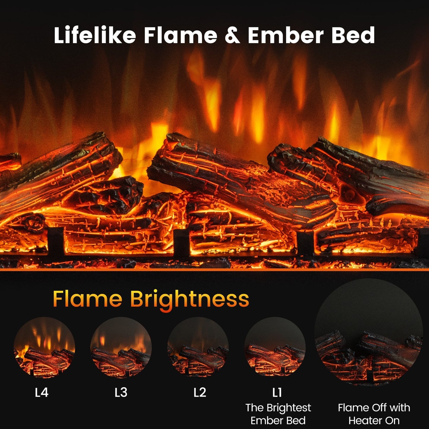 23 Inch - 3 Sided Electric Fireplace Insert with Remote Control & Realistic Flame Effect