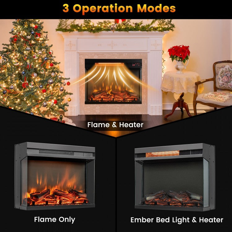 23 Inch - 3 Sided Electric Fireplace Insert with Remote Control & Realistic Flame Effect