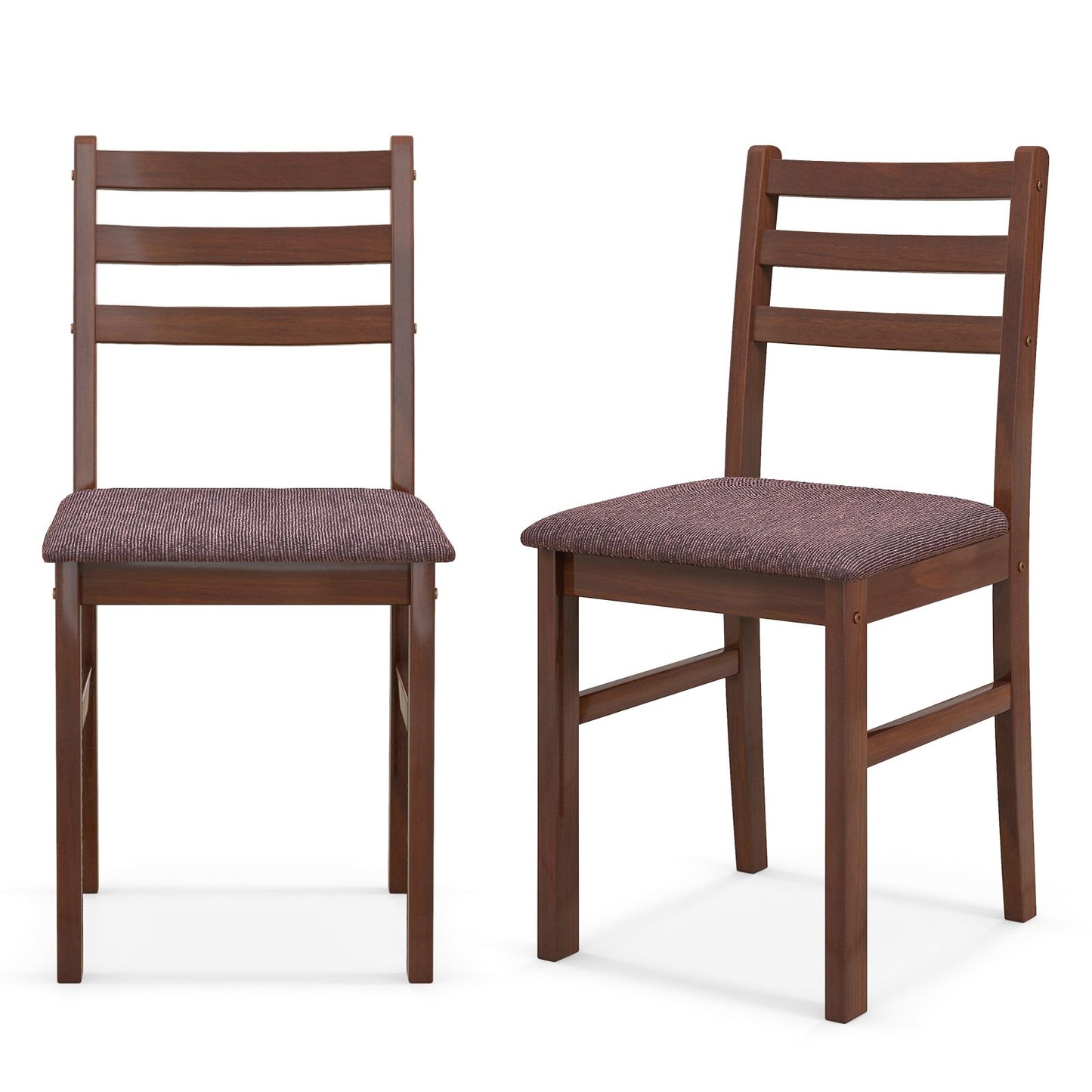 2-Piece Mid-Century Modern Wooden Dining Chairs with Comfortable Upholstered Seats