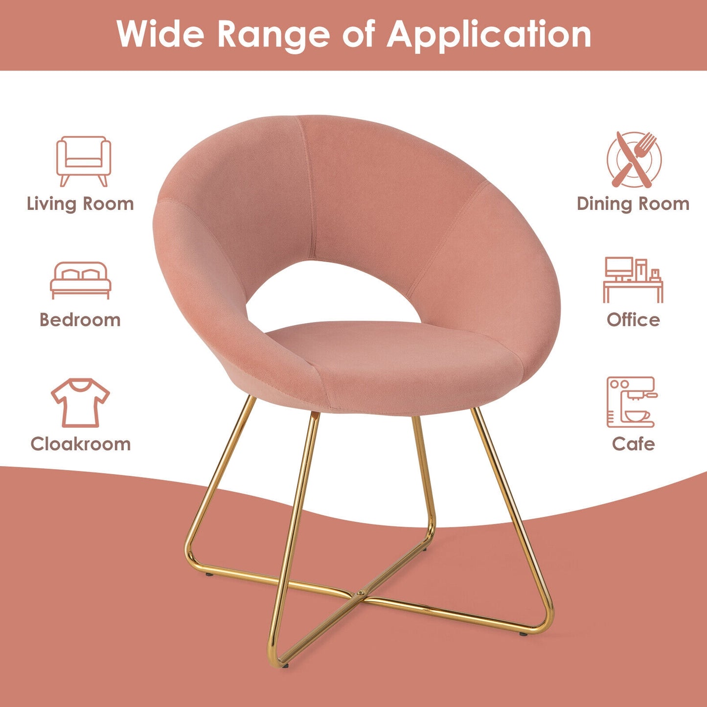 Elegant Velvet Accent Chair with Wide Back and Metal Base