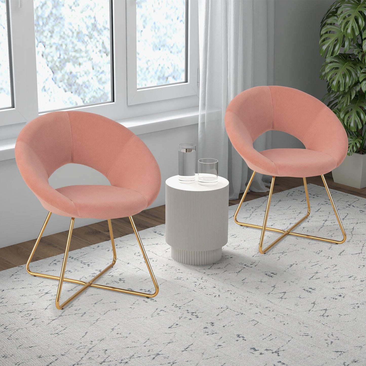 Elegant Velvet Accent Chair with Wide Back and Metal Base