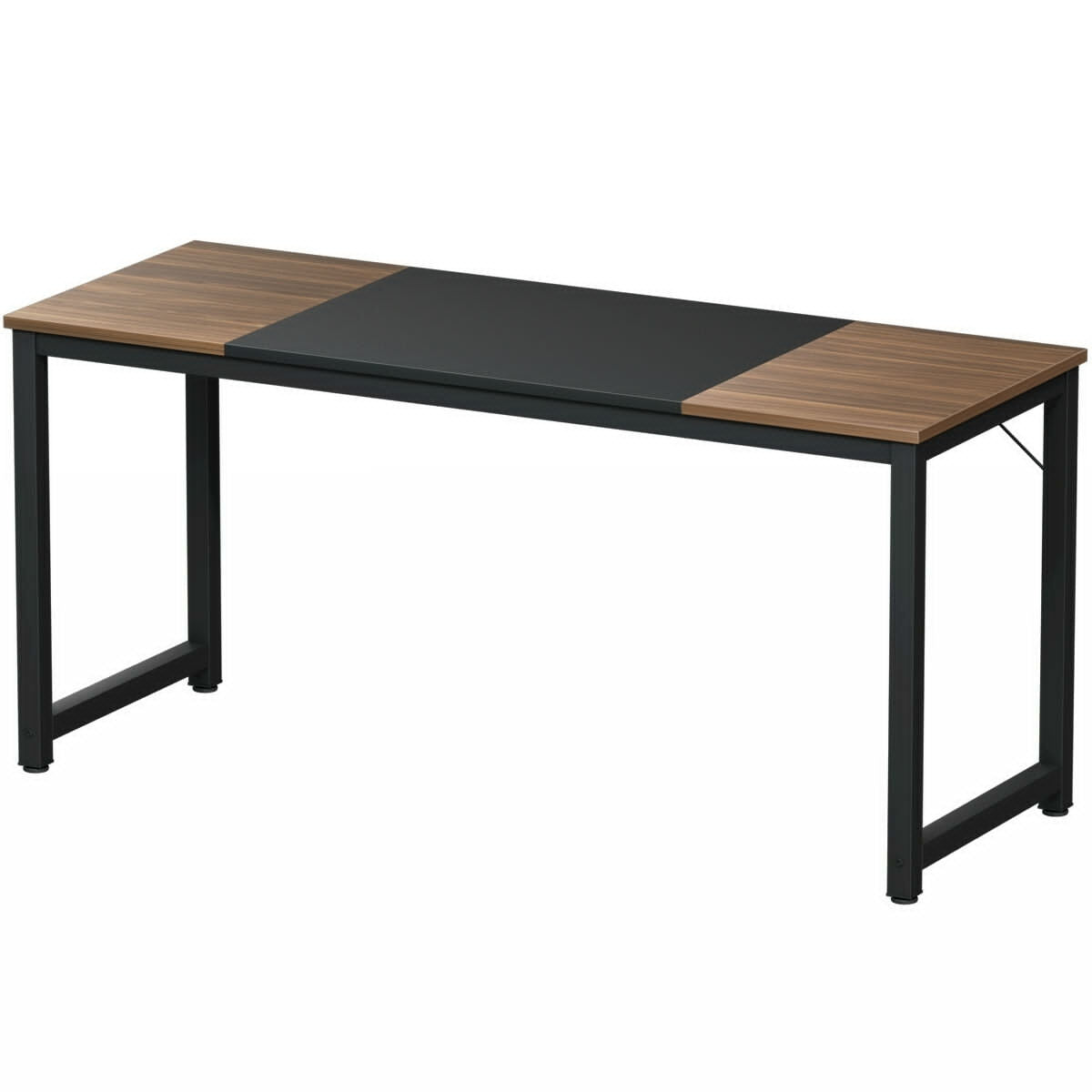 Modern 63 Inch Rectangular Dining Table with Solid Metal Frame and Wood Grain Top