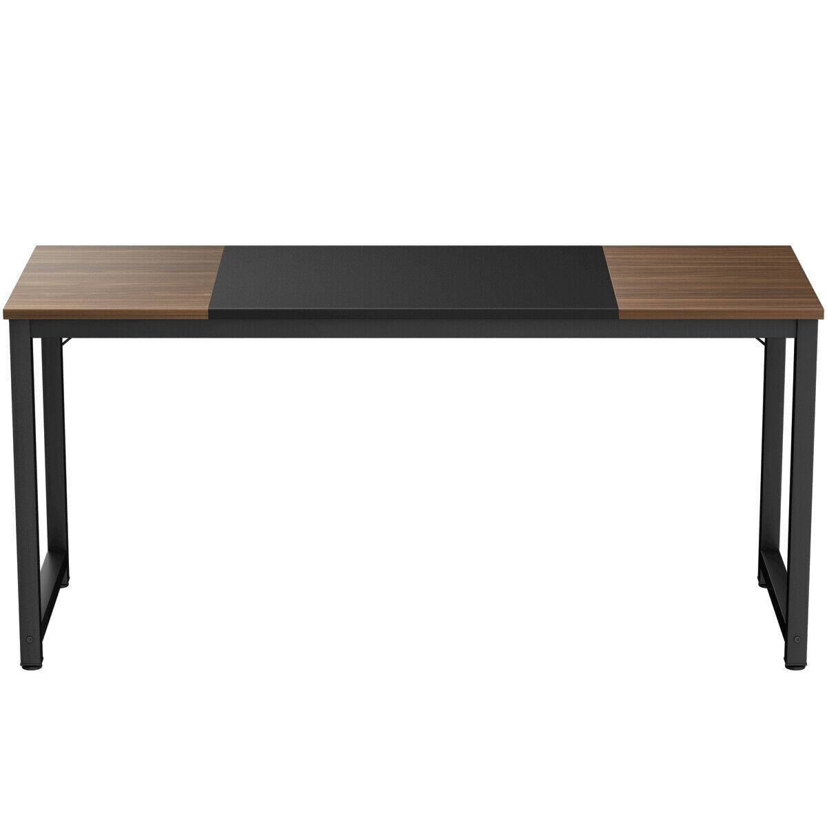 Modern 63 Inch Rectangular Dining Table with Solid Metal Frame and Wood Grain Top