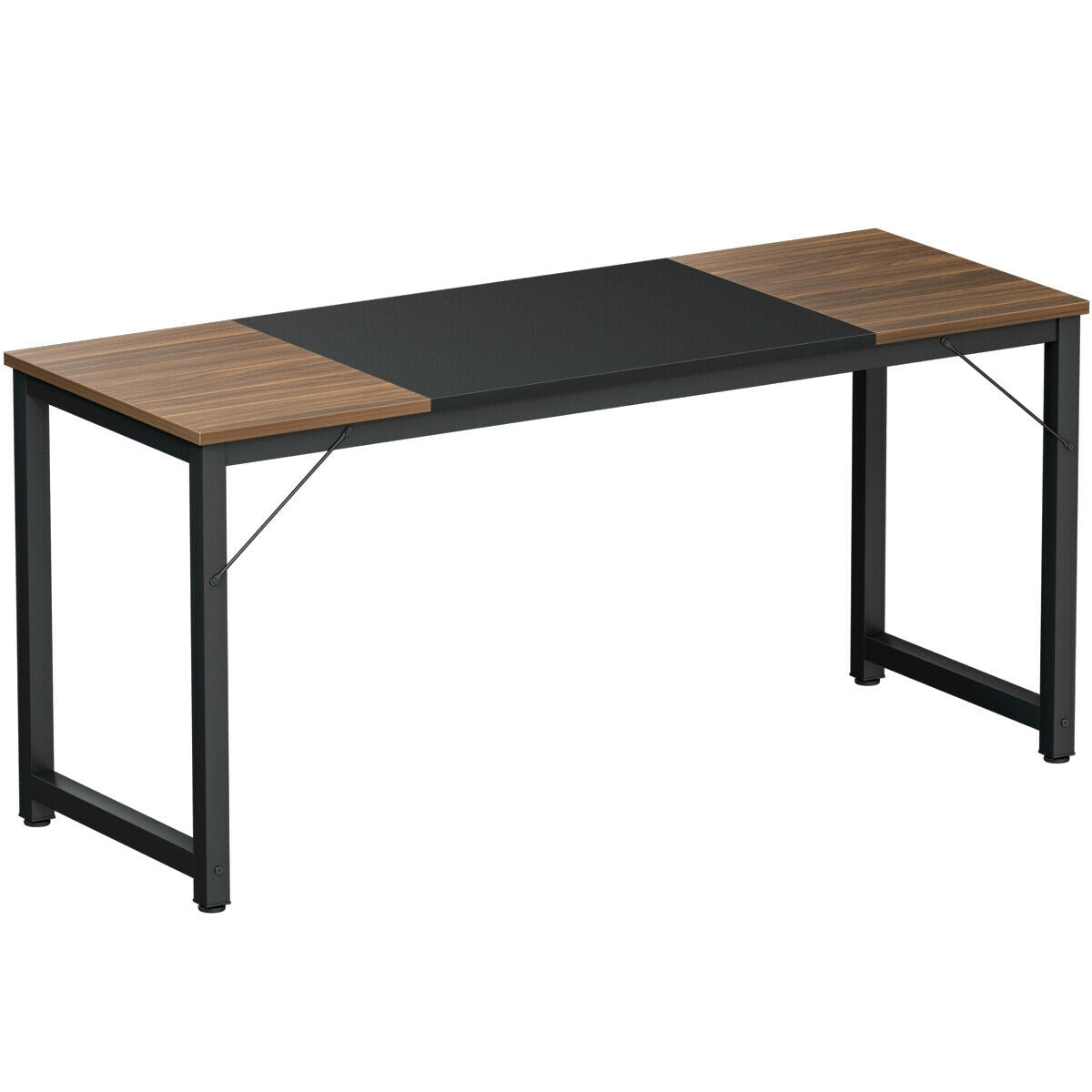 Modern 63 Inch Rectangular Dining Table with Solid Metal Frame and Wood Grain Top