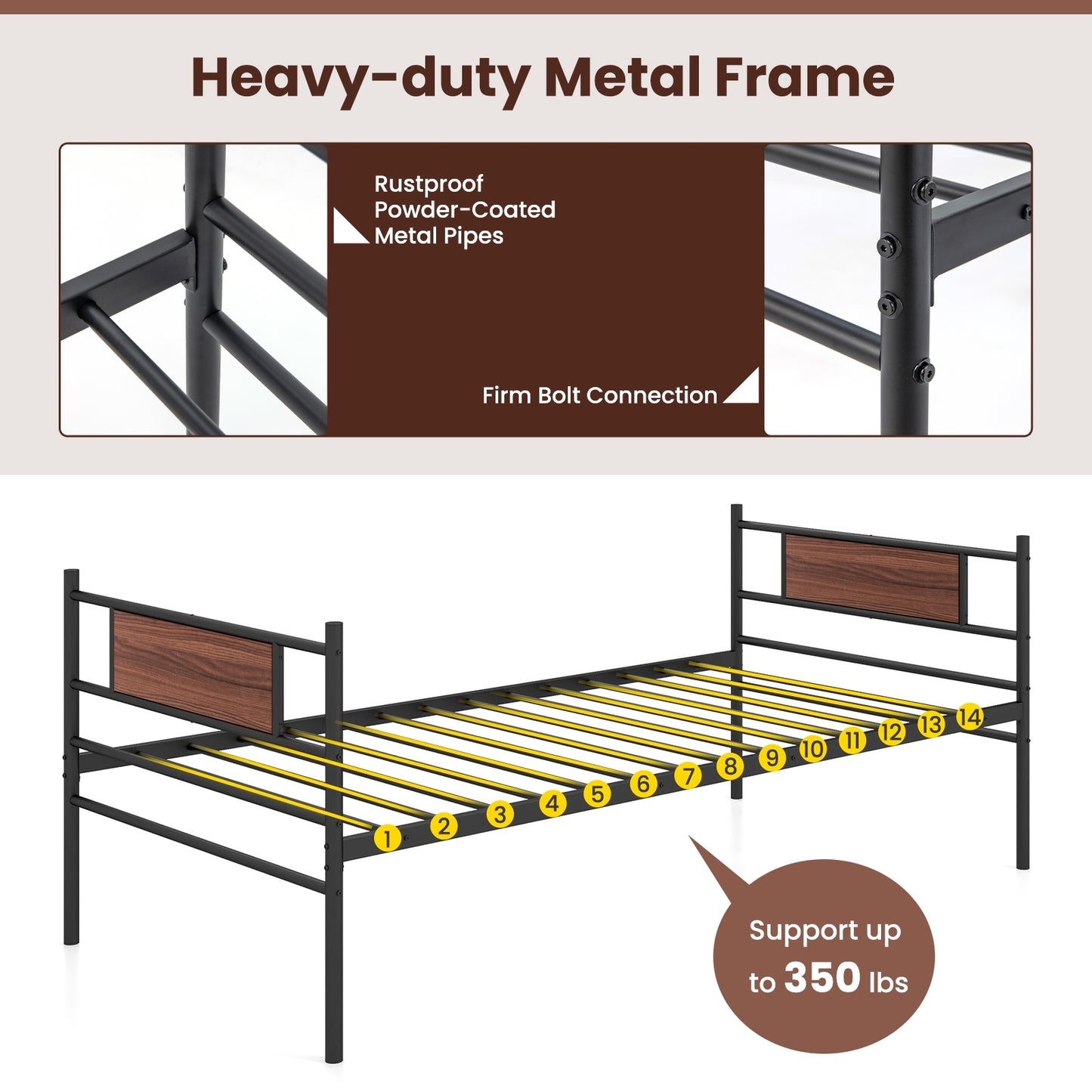 Twin Metal Daybed with Trundle and Wood Panel Accents