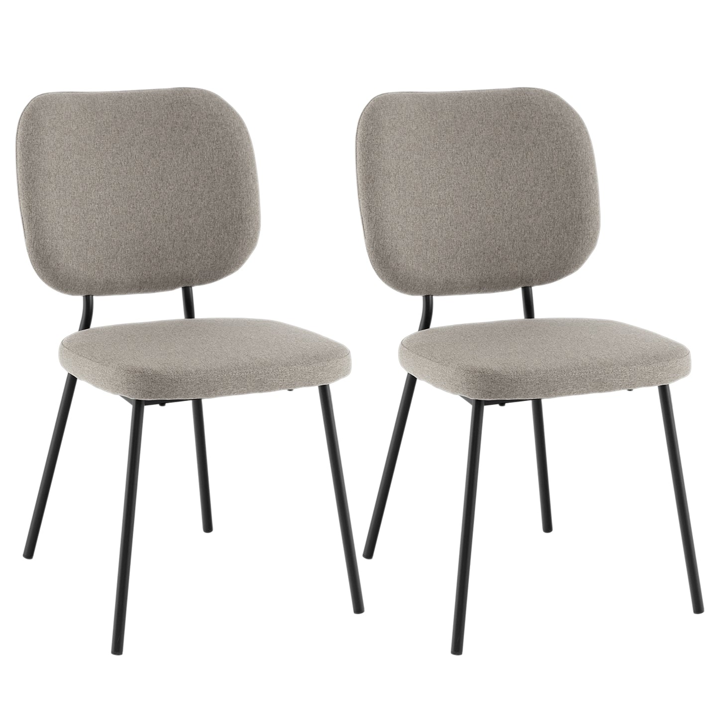 2-Piece Modern Armless Dining Chairs with Linen Upholstery in Grey